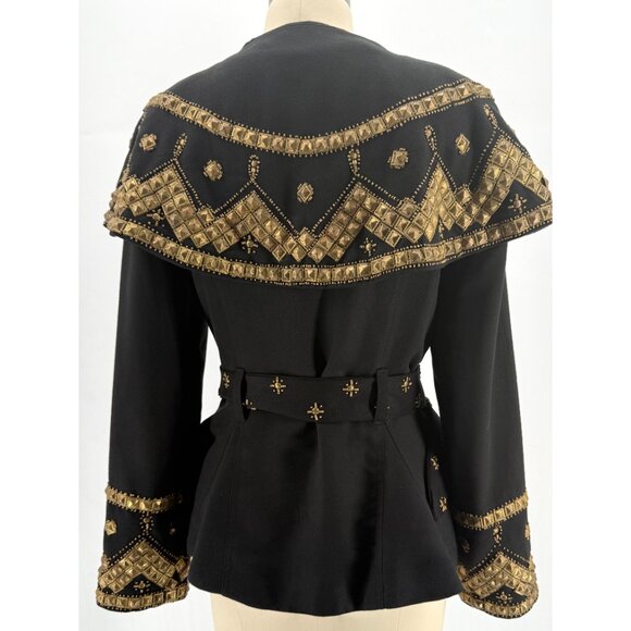 Vintage Collection Western Wear Black Embellished Gold Jacket Sz M - Picture 3 of 8